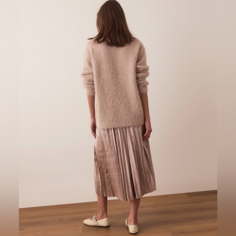 Chelsea Pleated Midi Skirt - Champagne - Picture 5 of 10